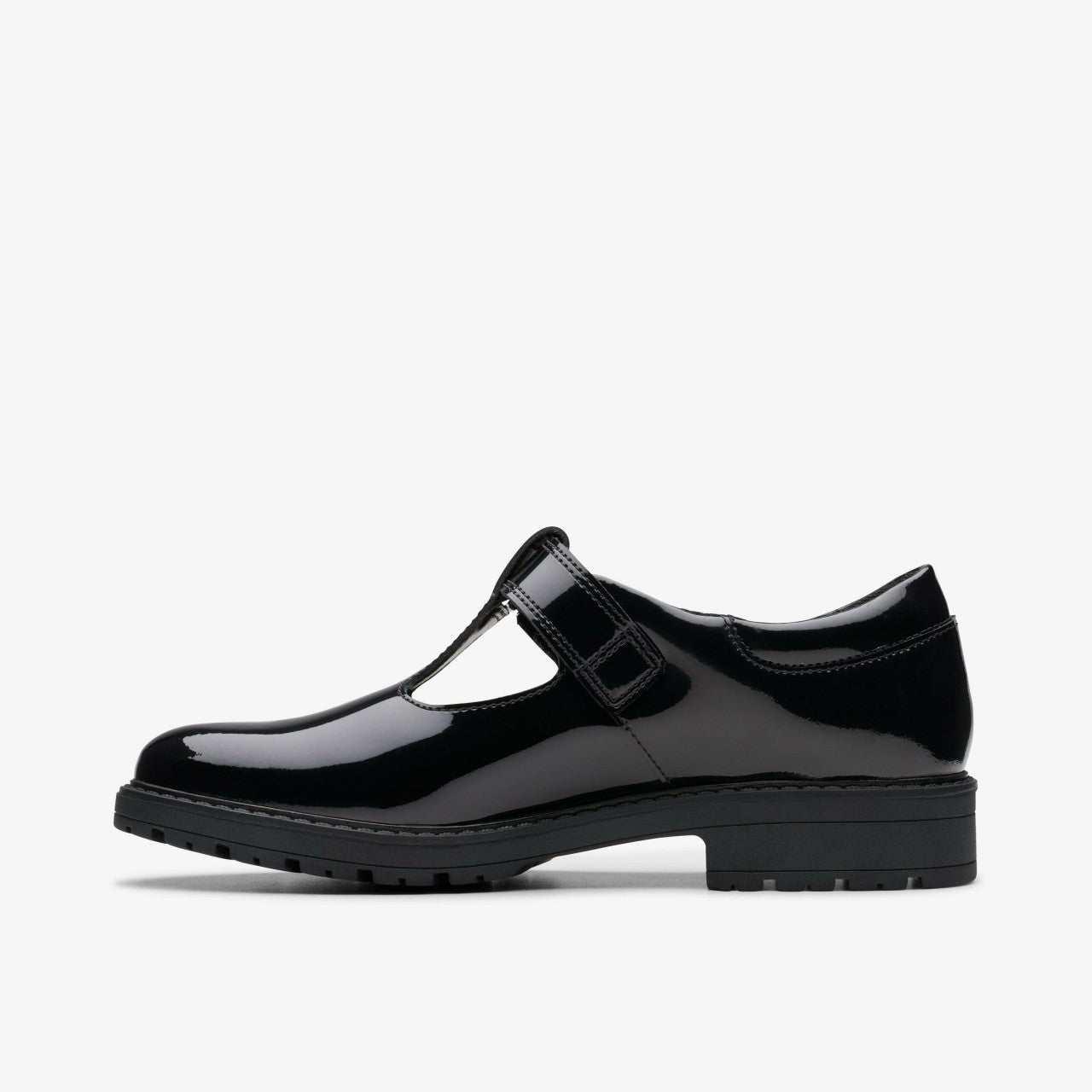 Loxham Bar Youth Black Patent Clarks Kids