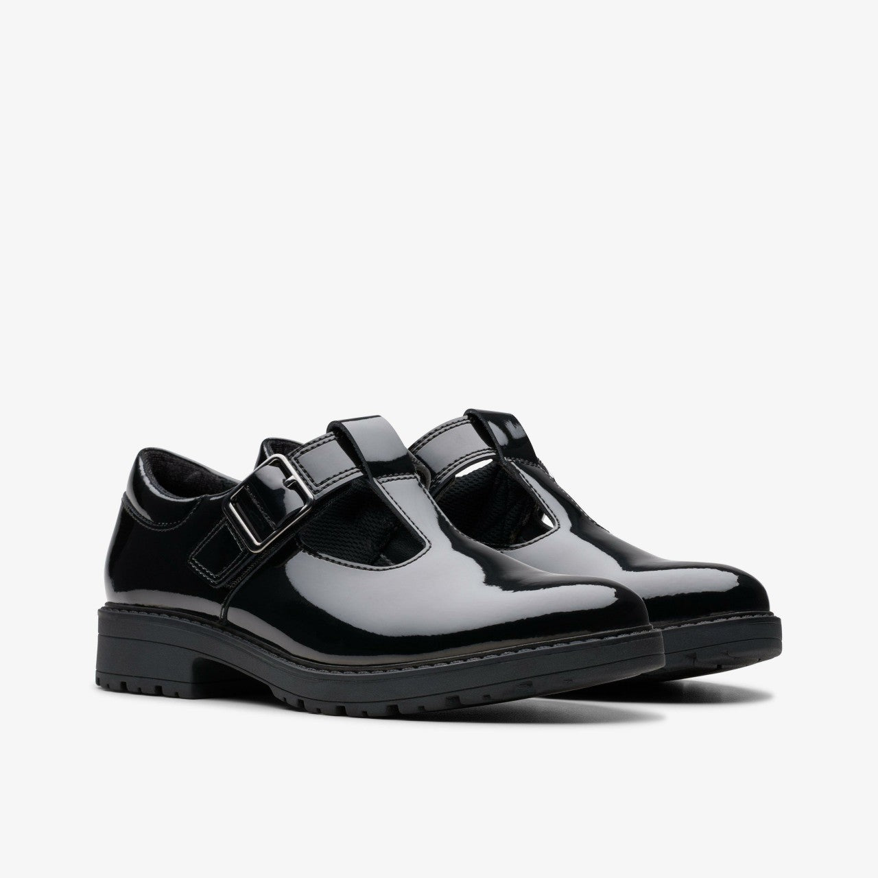 Loxham Bar Youth Black Patent Clarks Kids