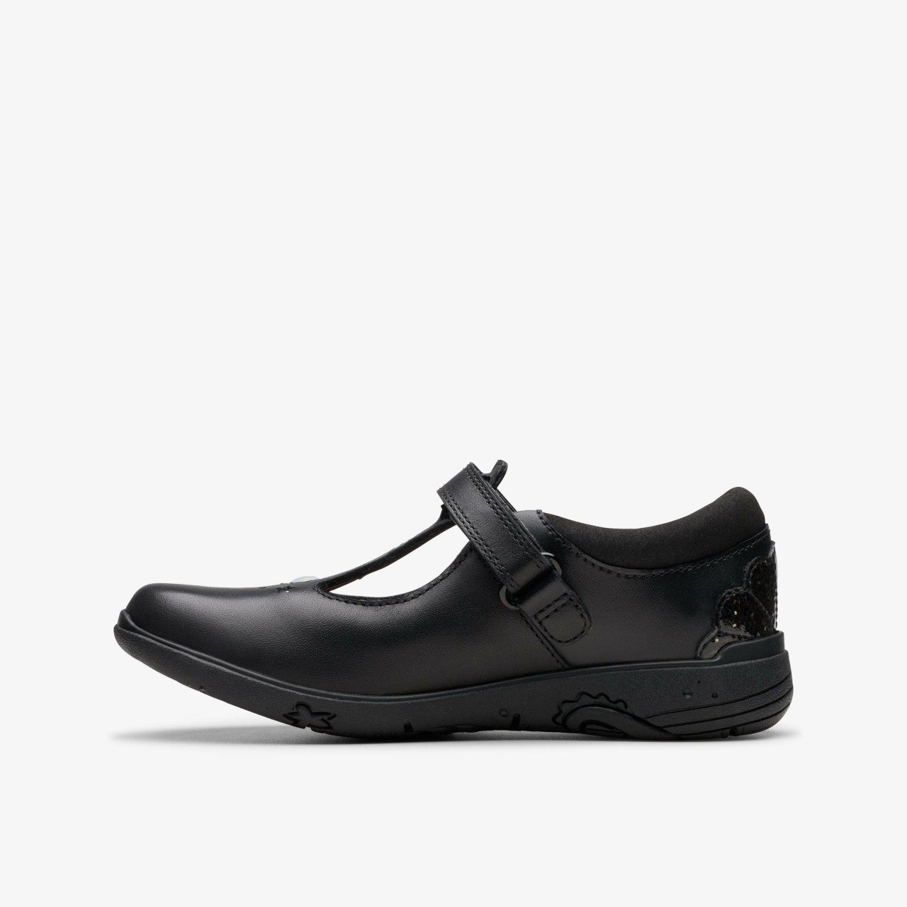 Relda Gem Kid Black Leather Clarks Kids