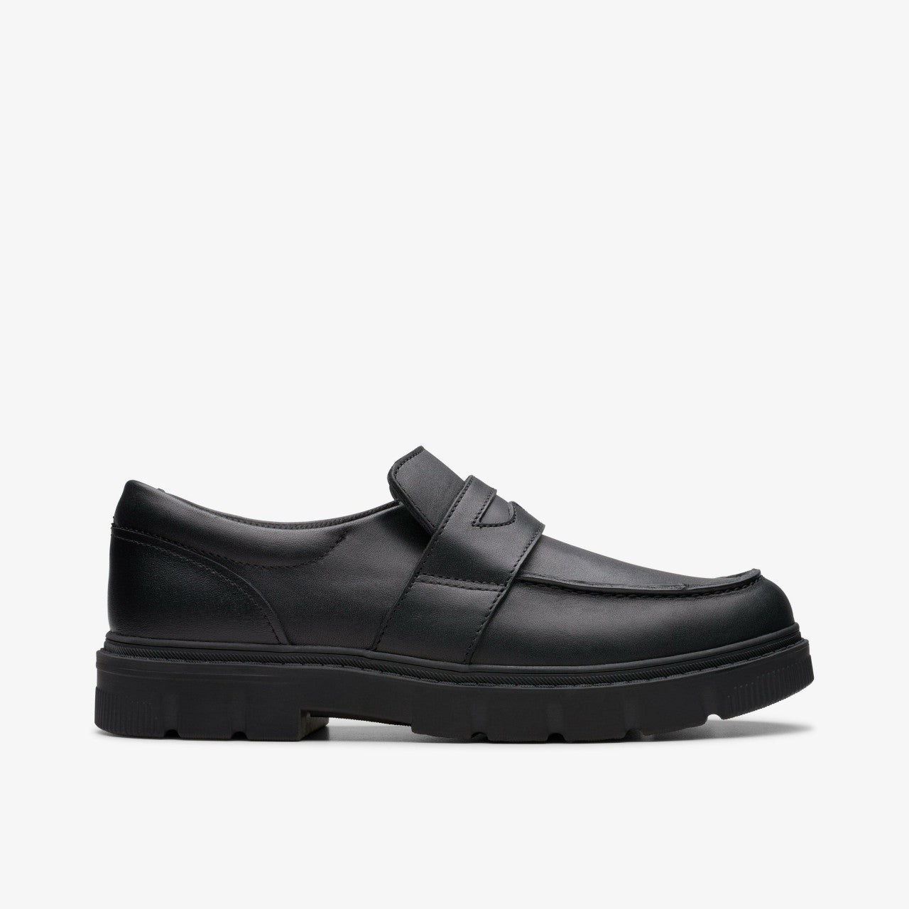 Lorcam Craft Youth Black Leather Clarks Kids
