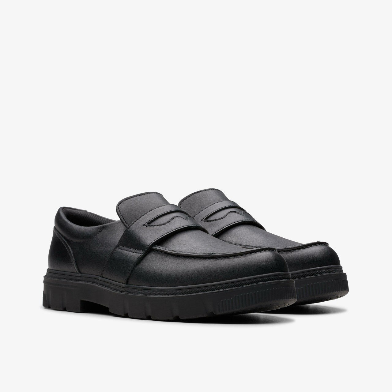 Lorcam Craft Youth Black Leather Clarks Kids
