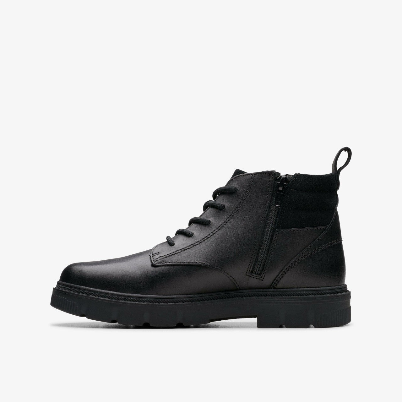 Lorcam Trail Older Black Leather Clarks Kids