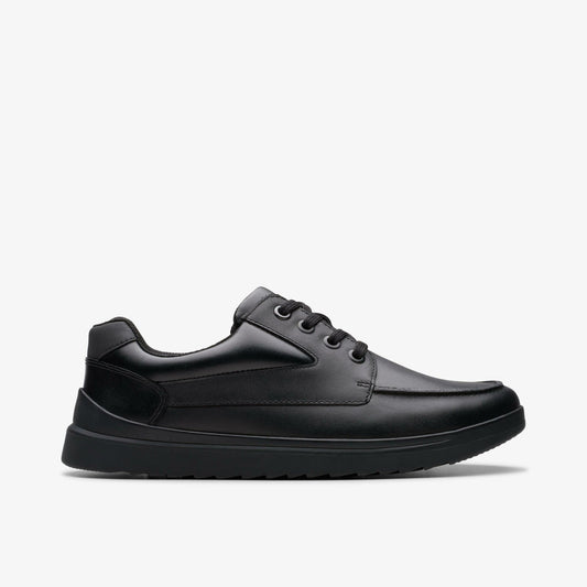 Keelan Flare Youth Black Leather Clarks Kids