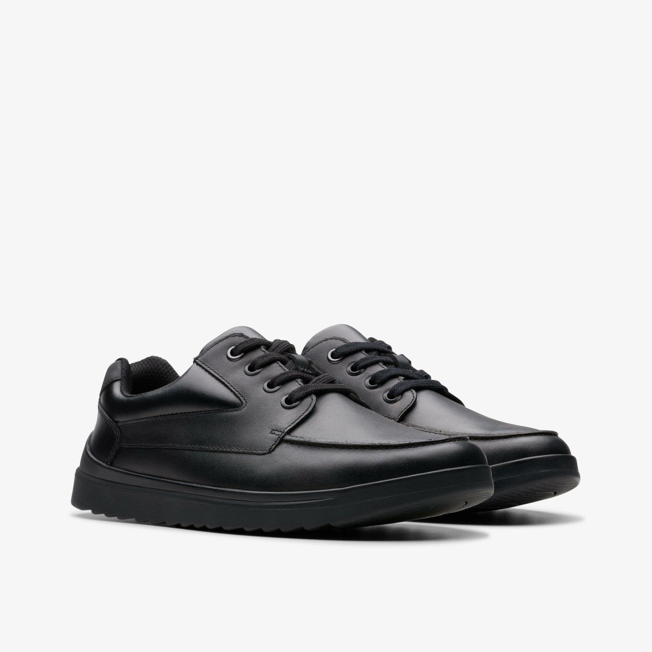 Keelan Flare Youth Black Leather Clarks Kids