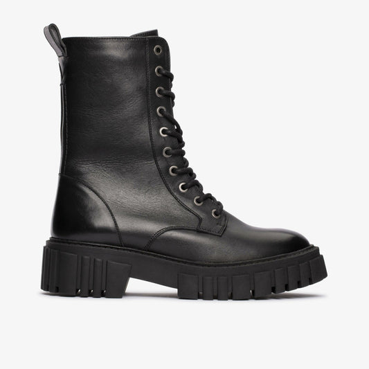 Page Lace Boot Black Leather Clarks Women