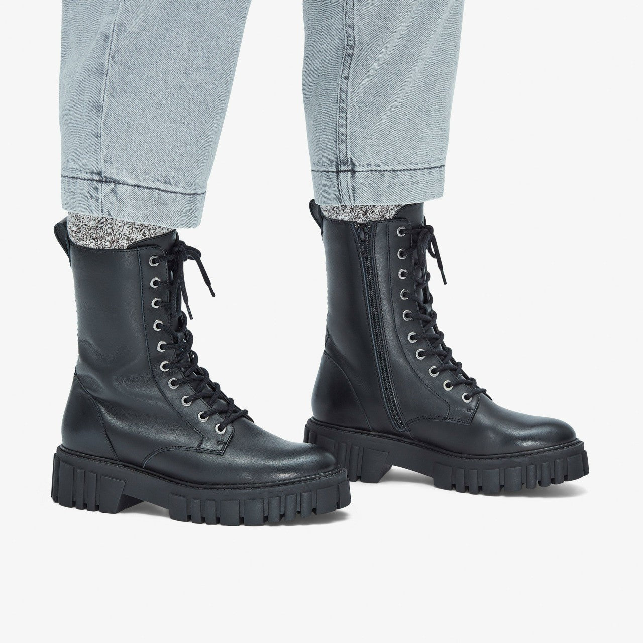 Page Lace Boot Black Leather Clarks Women