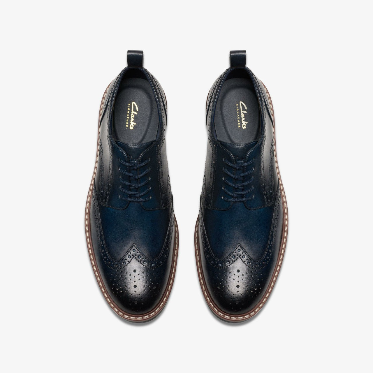 Aldwin Limit Brogue Navy Leather Clarks Men