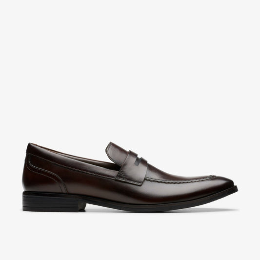 Brandon Step Loafer Dark Brown Leather Clarks Men