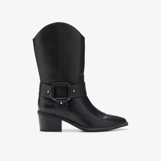 Morzine Rise Black Leather Clarks Women