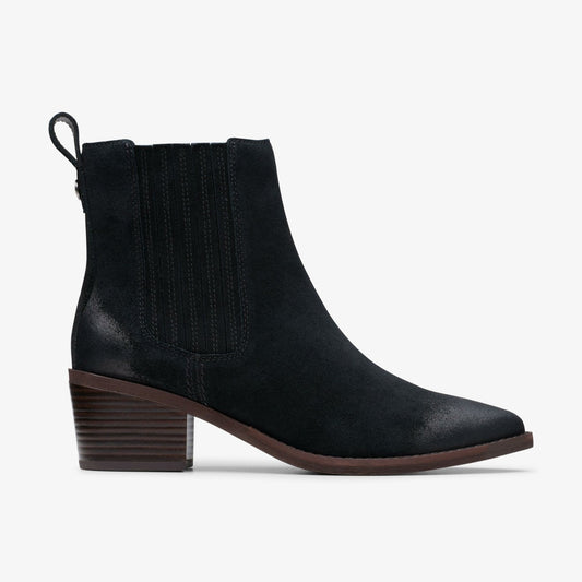 Morzine Top Ankle Boot Black Suede Clarks Women
