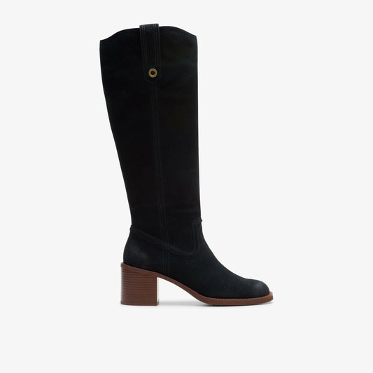 Chamberly Up Black Suede Clarks Women