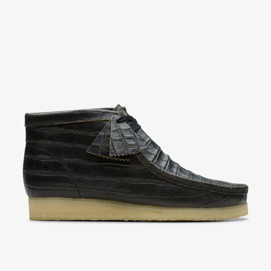 Wallabee Boot Black Crocodile Distress Clarks Men