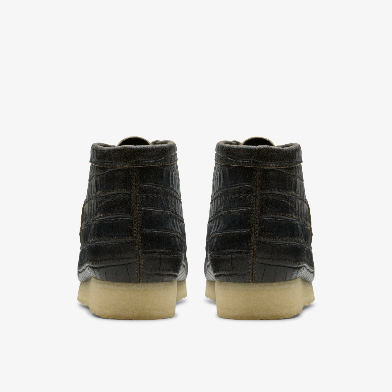 Wallabee Boot Black Crocodile Distress Clarks Men