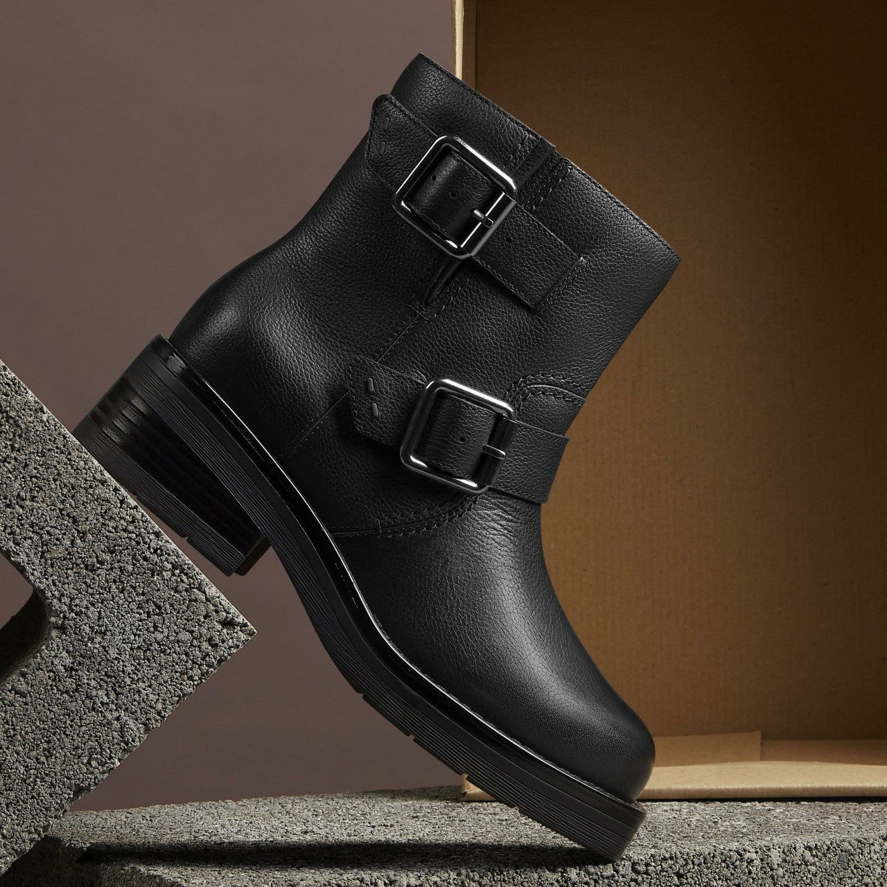 Rebelle Buckle Black Leather Clarks Women