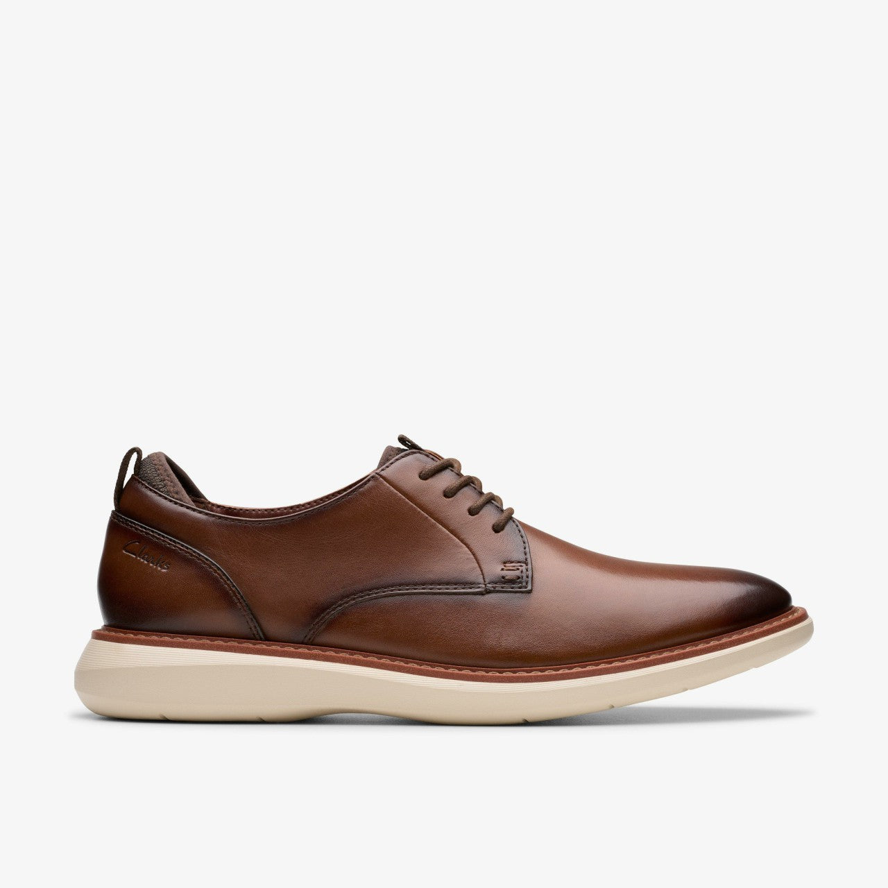 Brantin Plain Dark Tan Leather Clarks Men