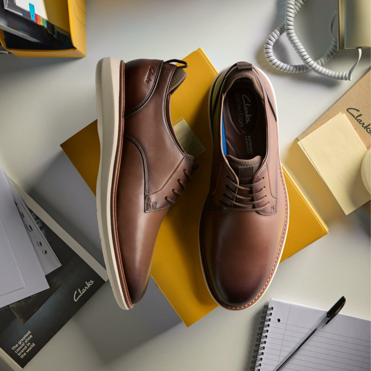 Brantin Plain Dark Tan Leather Clarks Men