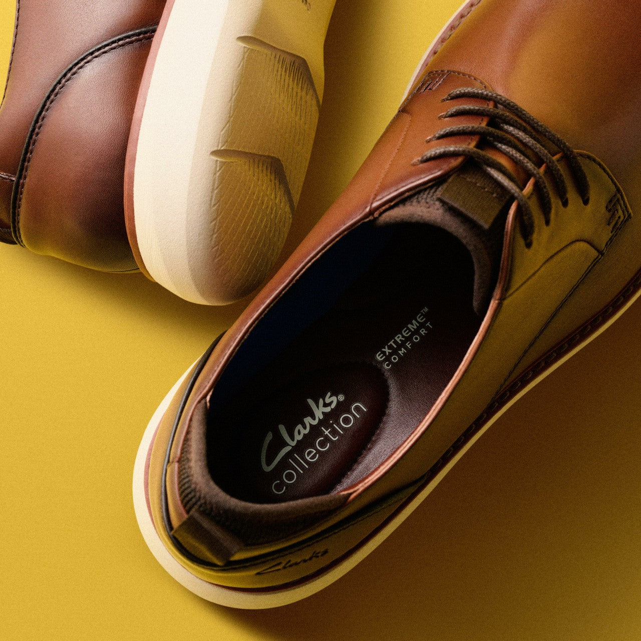 Brantin Plain Dark Tan Leather Clarks Men