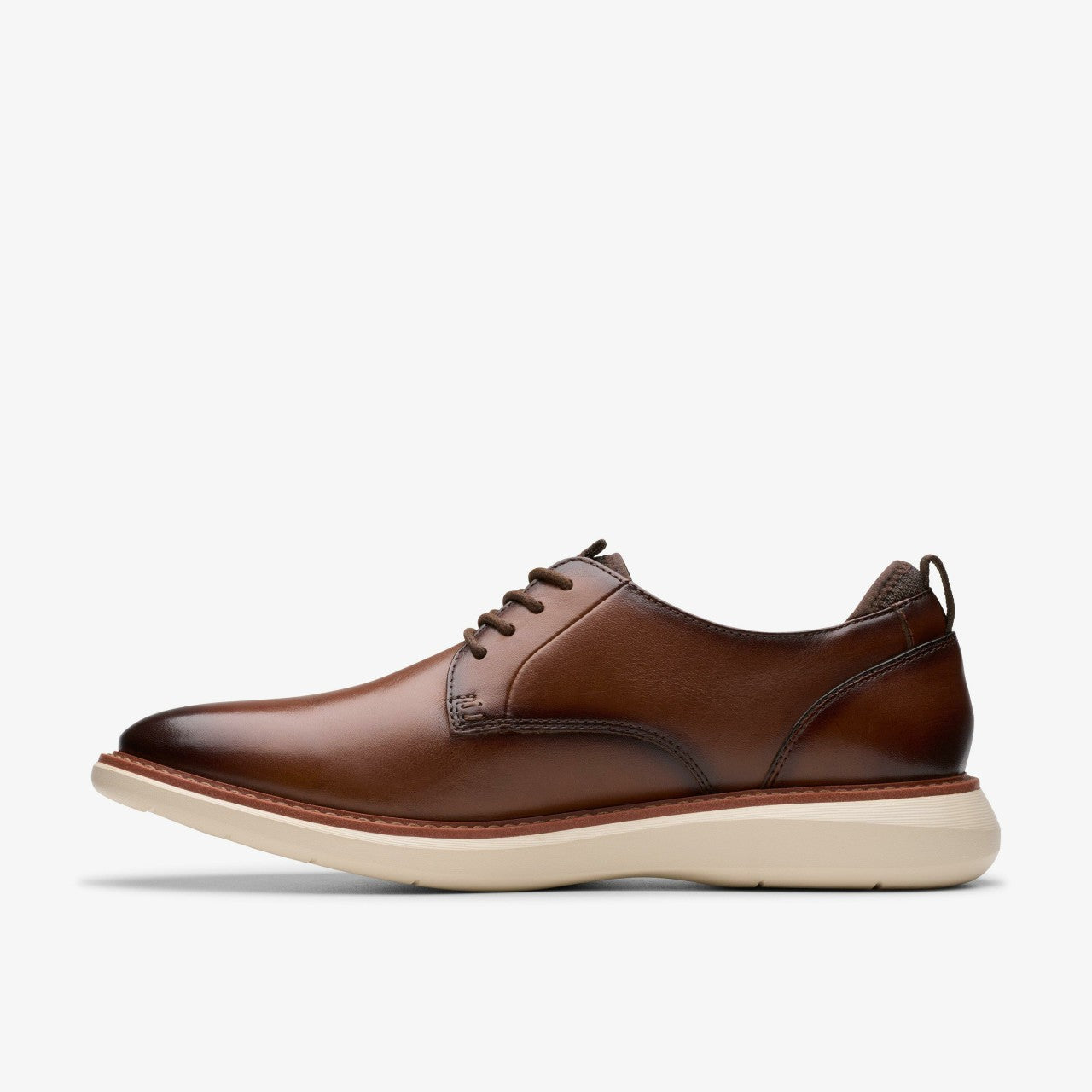 Brantin Plain Dark Tan Leather Clarks Men