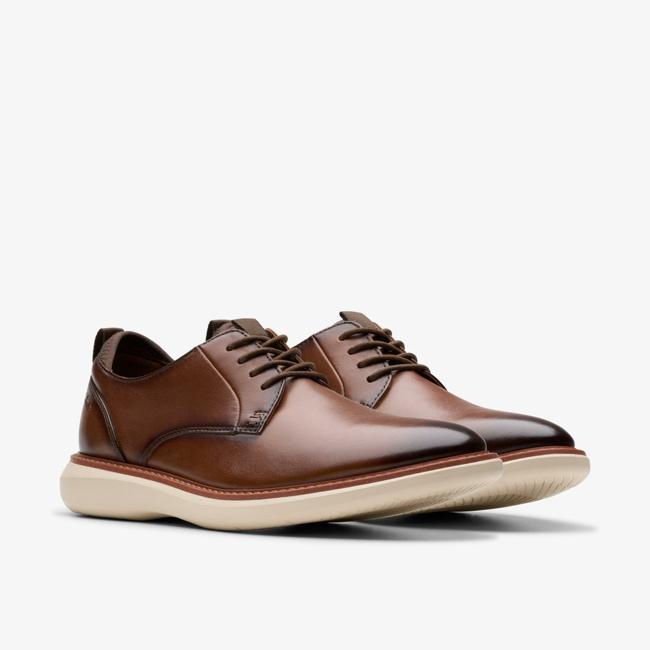 Brantin Plain Dark Tan Leather Clarks Men