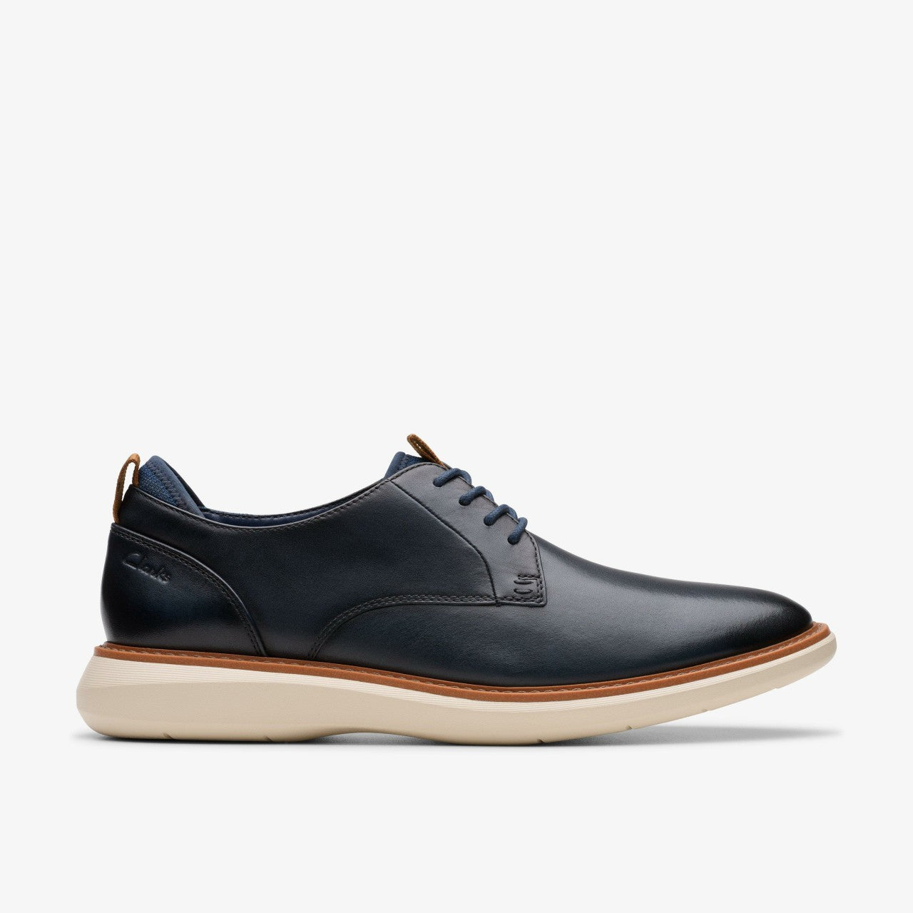 Brantin Plain Navy Leather Clarks Men