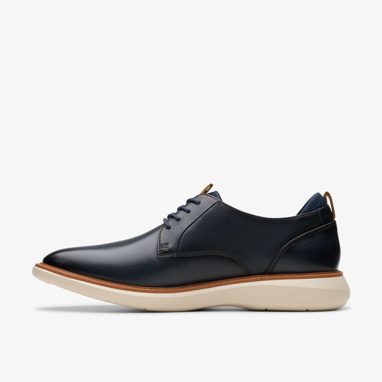 Brantin Plain Navy Leather Clarks Men