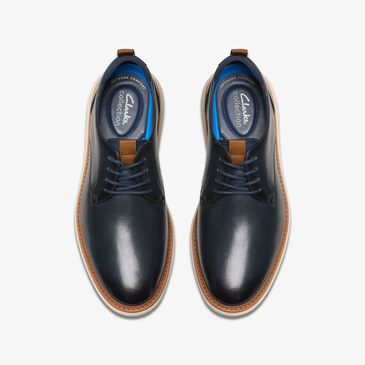 Brantin Plain Navy Leather Clarks Men