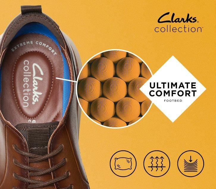 Brantin Plain Navy Leather Clarks Men