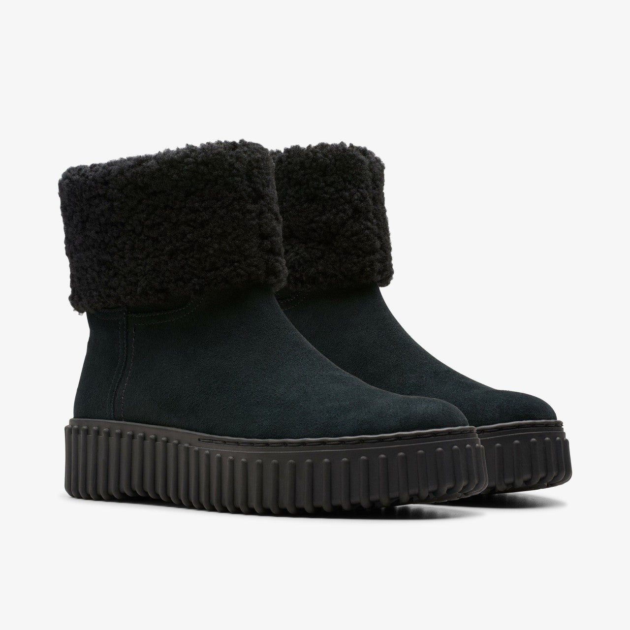 Torhill Turn Black Warmlined Suede Clarks Women