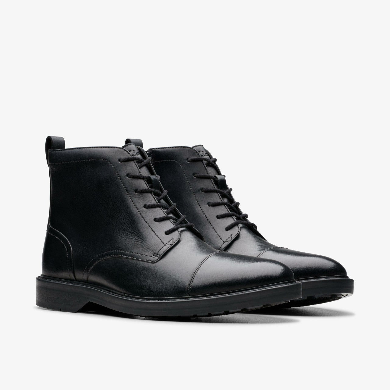 Aldwin Cap Black Leather Clarks Men