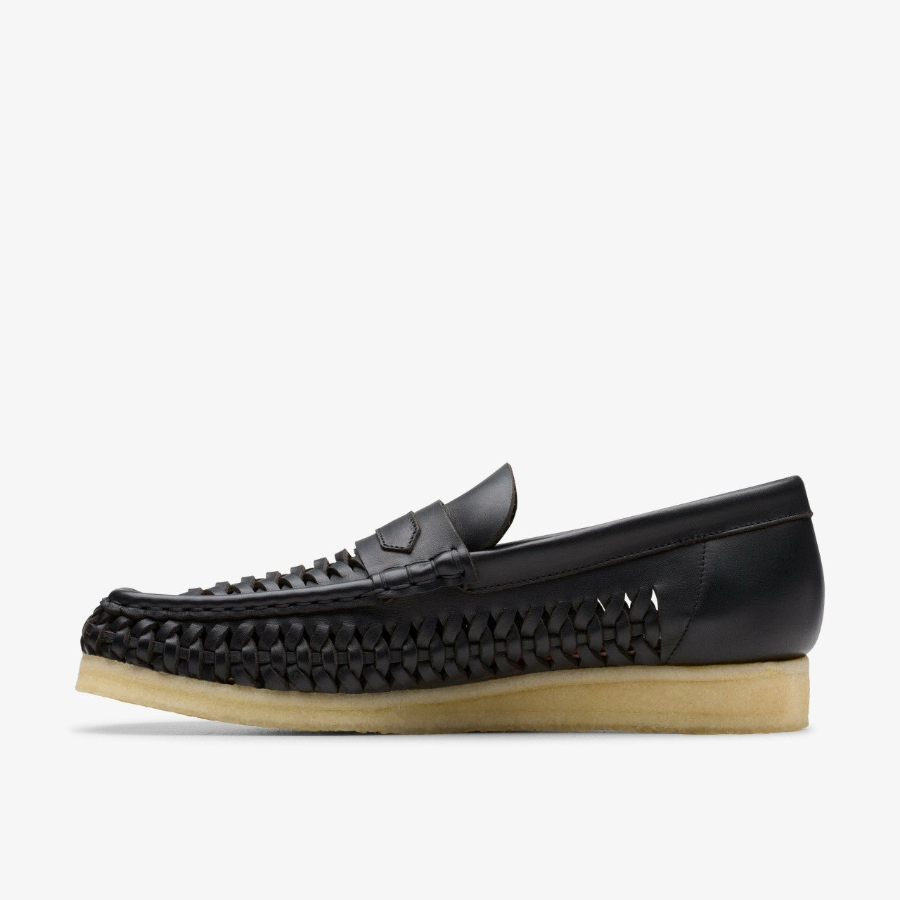 Wallabee Penny Weave Black Leather Clarks Men