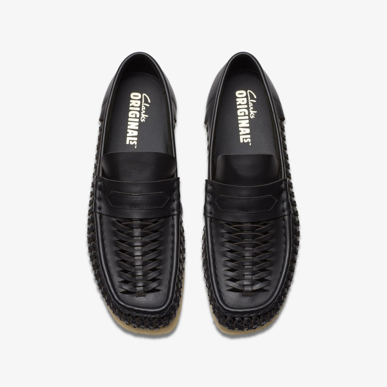 Wallabee Penny Weave Black Leather Clarks Men