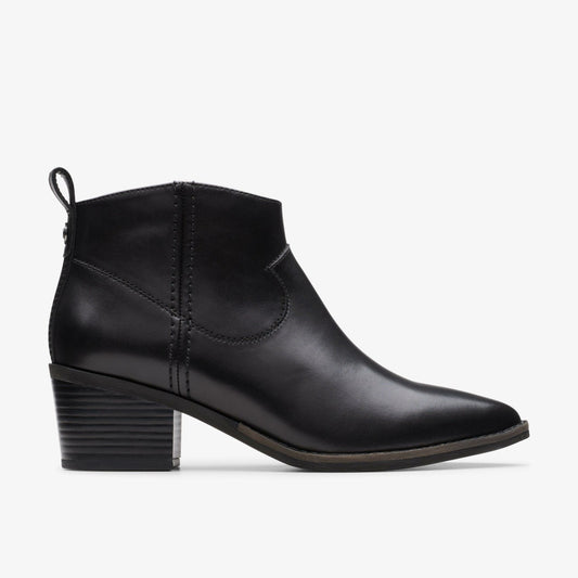 Morzine Sky Ankle Boot Black Leather Clarks Women