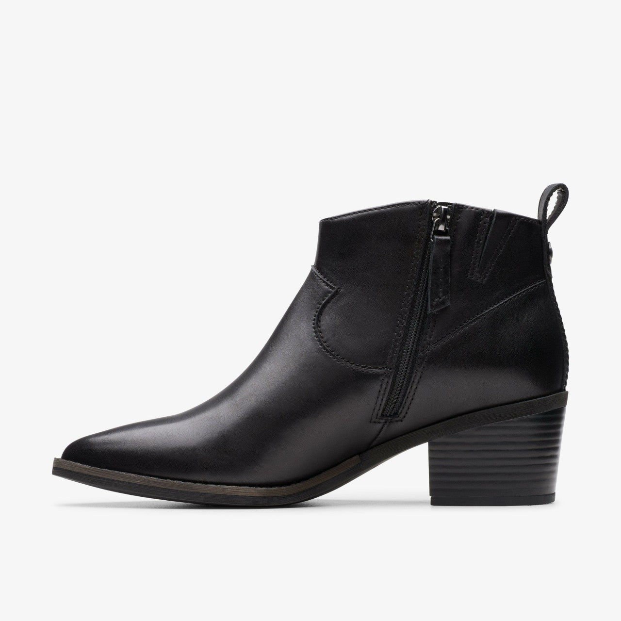 Morzine Sky Ankle Boot Black Leather Clarks Women
