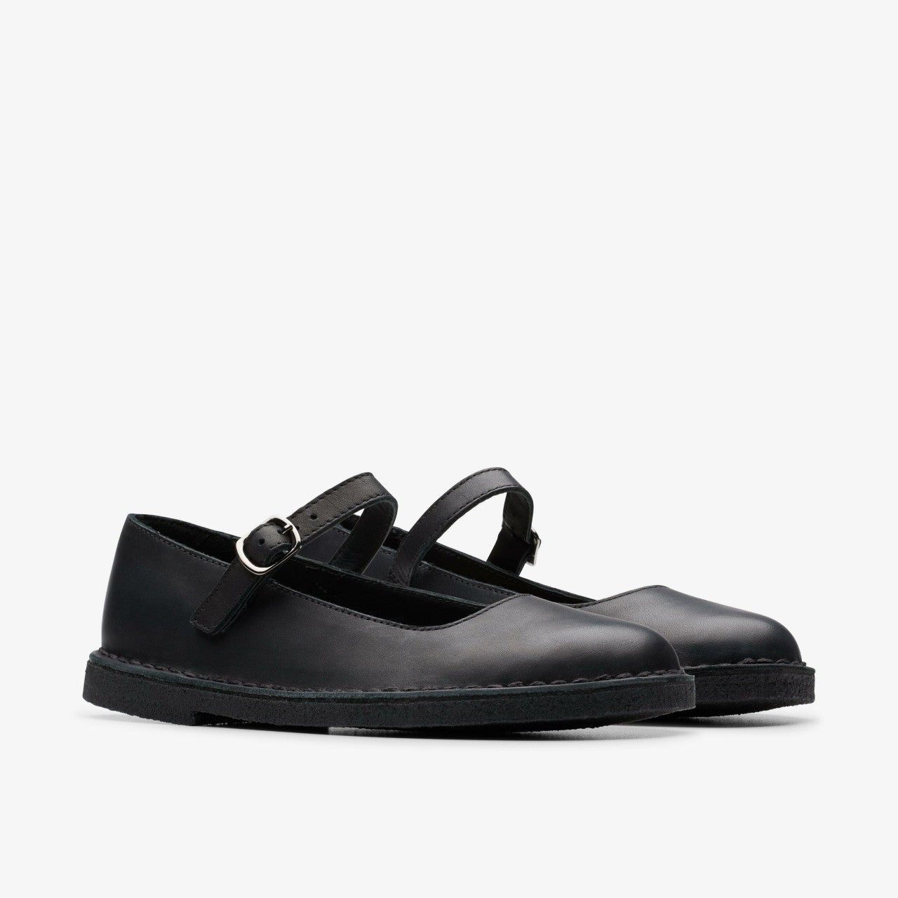Desert Jane Black Leather Clarks Women