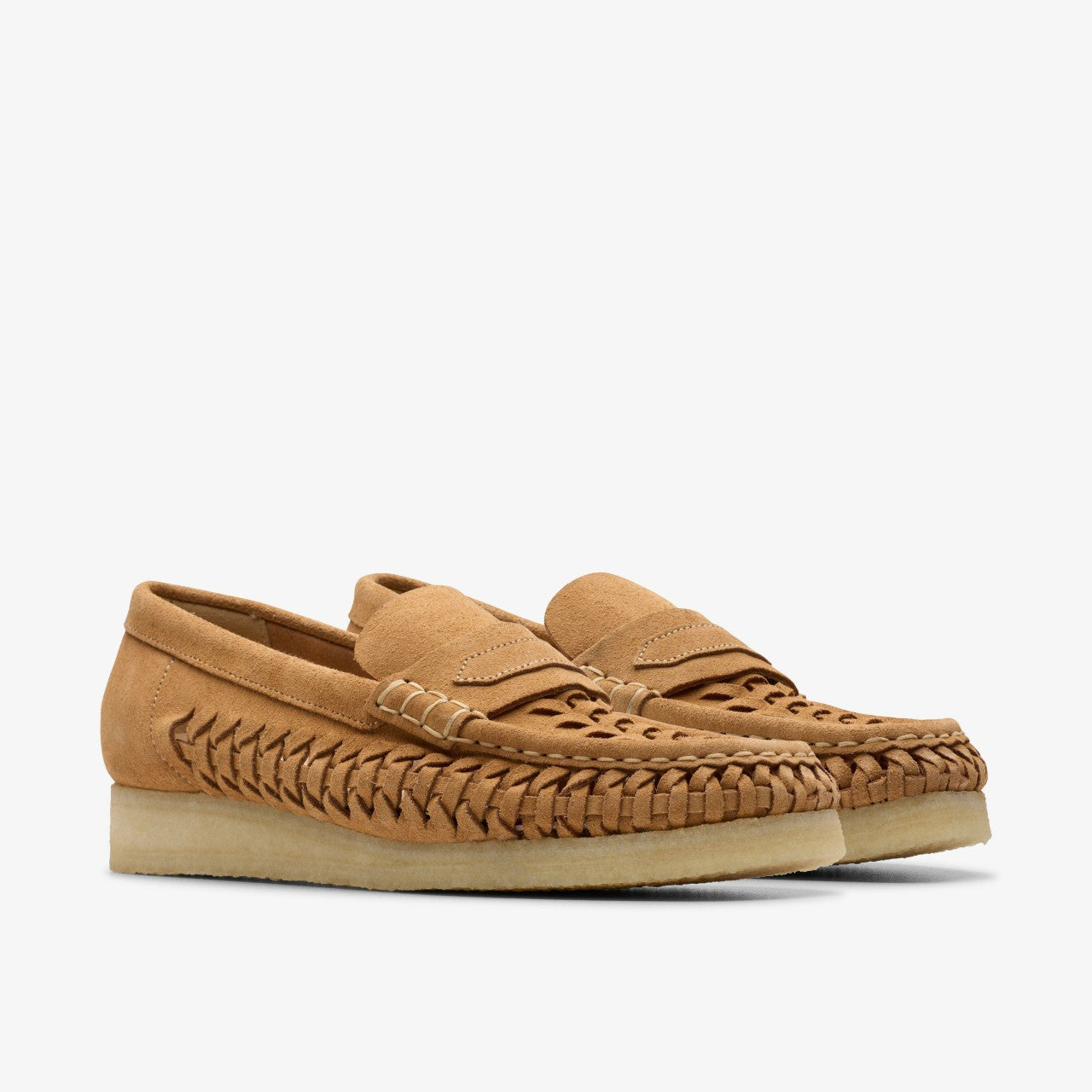Wallabee Loafer Weave Tan Suede Clarks Women