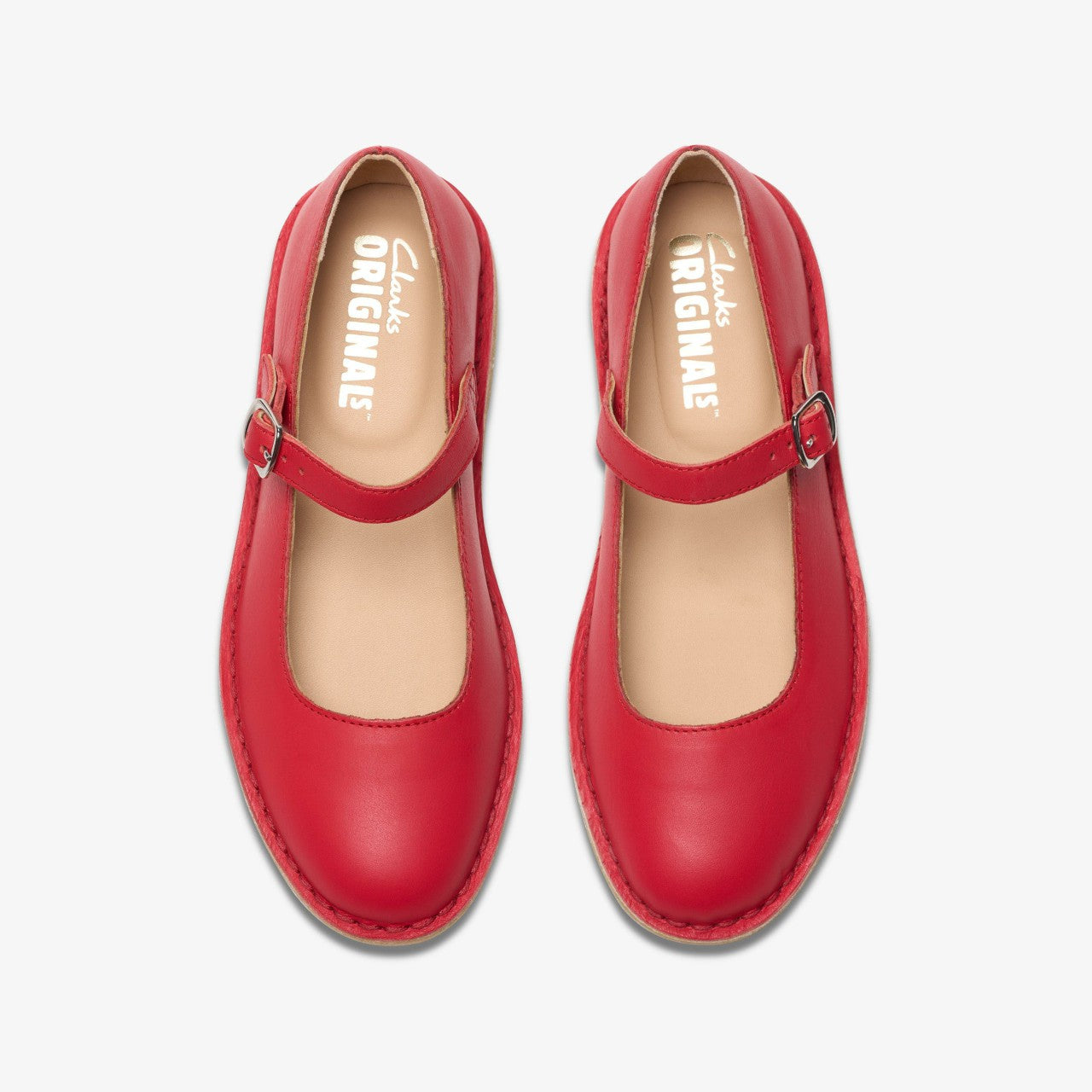 Desert Jane Red Leather Clarks Women