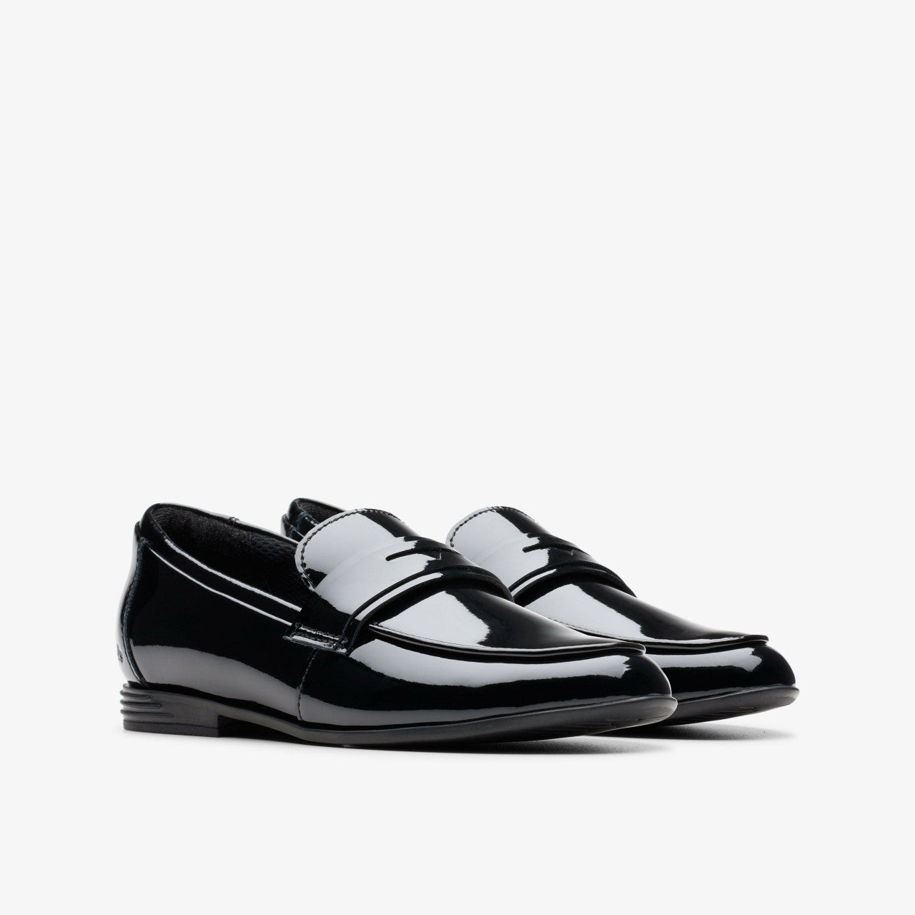 Finja Bright Older Black Patent Clarks Kids