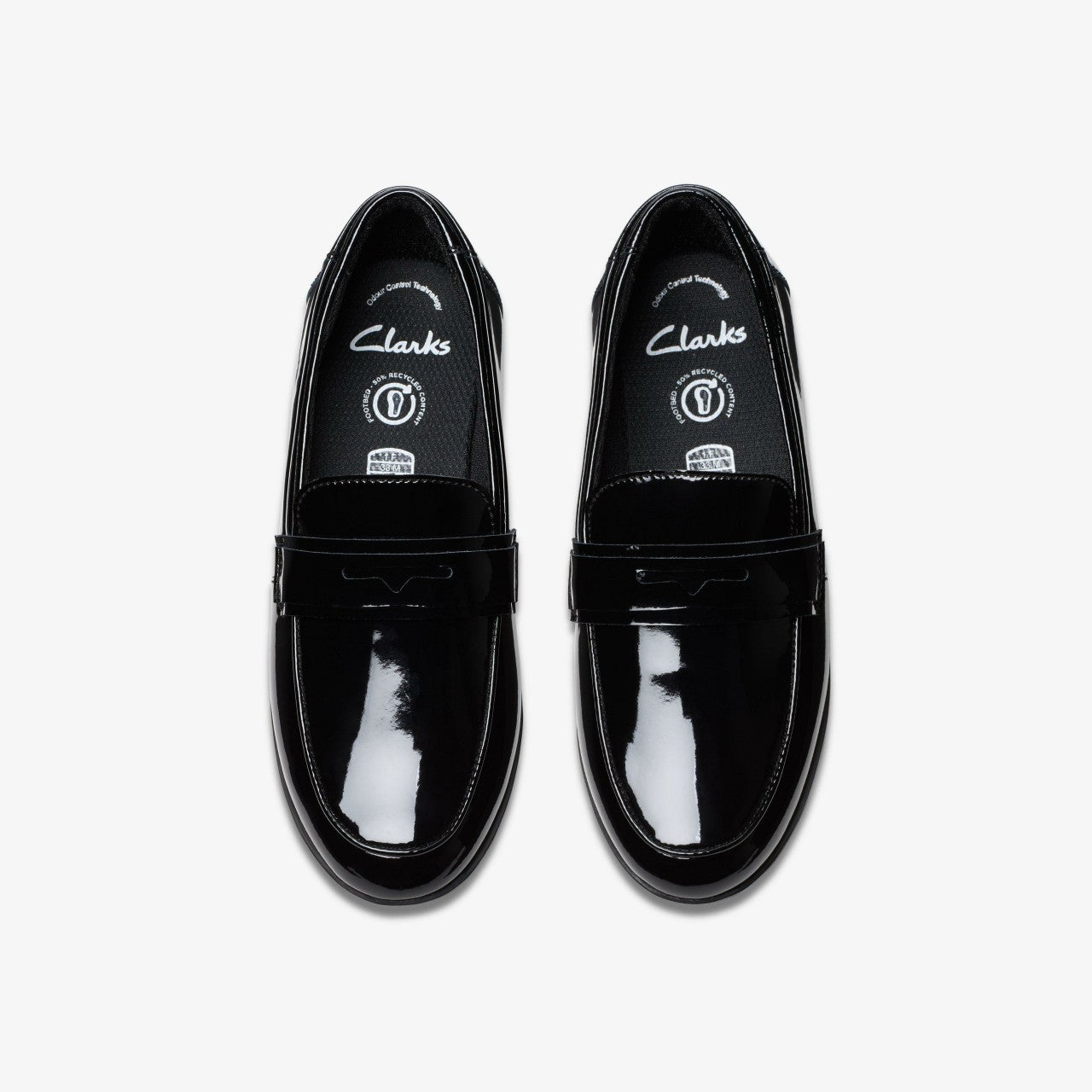 Finja Bright Older Black Patent Clarks Kids