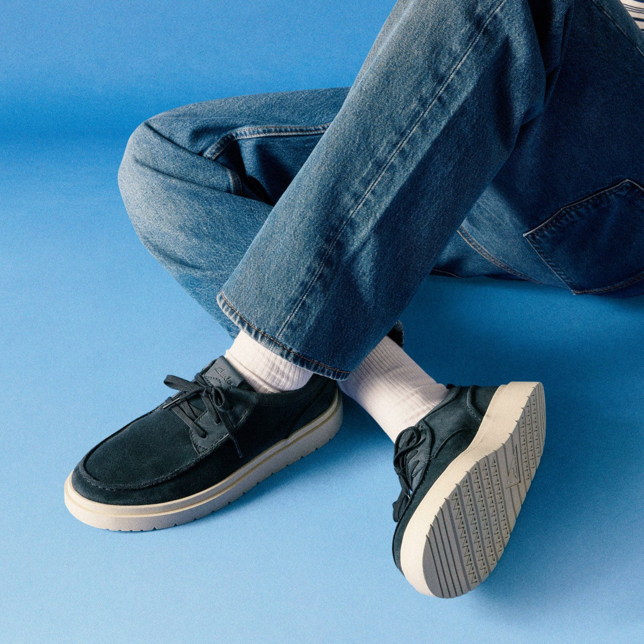 Polden Moc Navy Suede Clarks Men