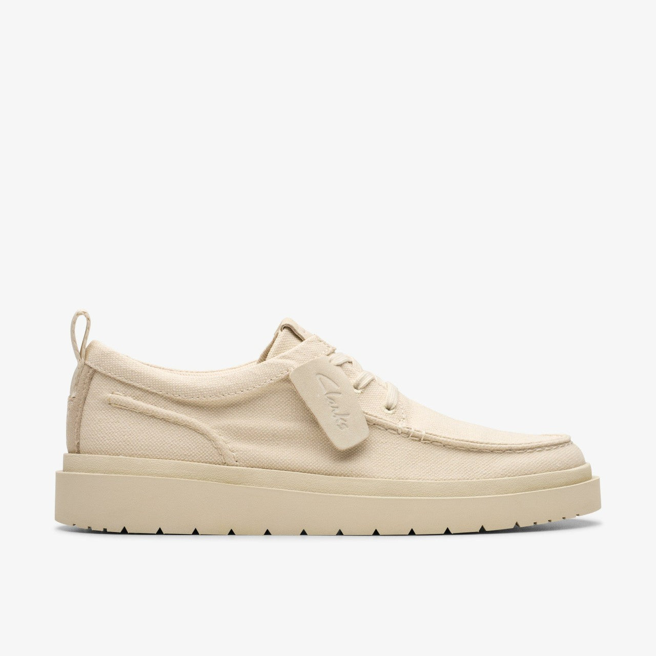 Polden Moc Off White Canvas Clarks Men