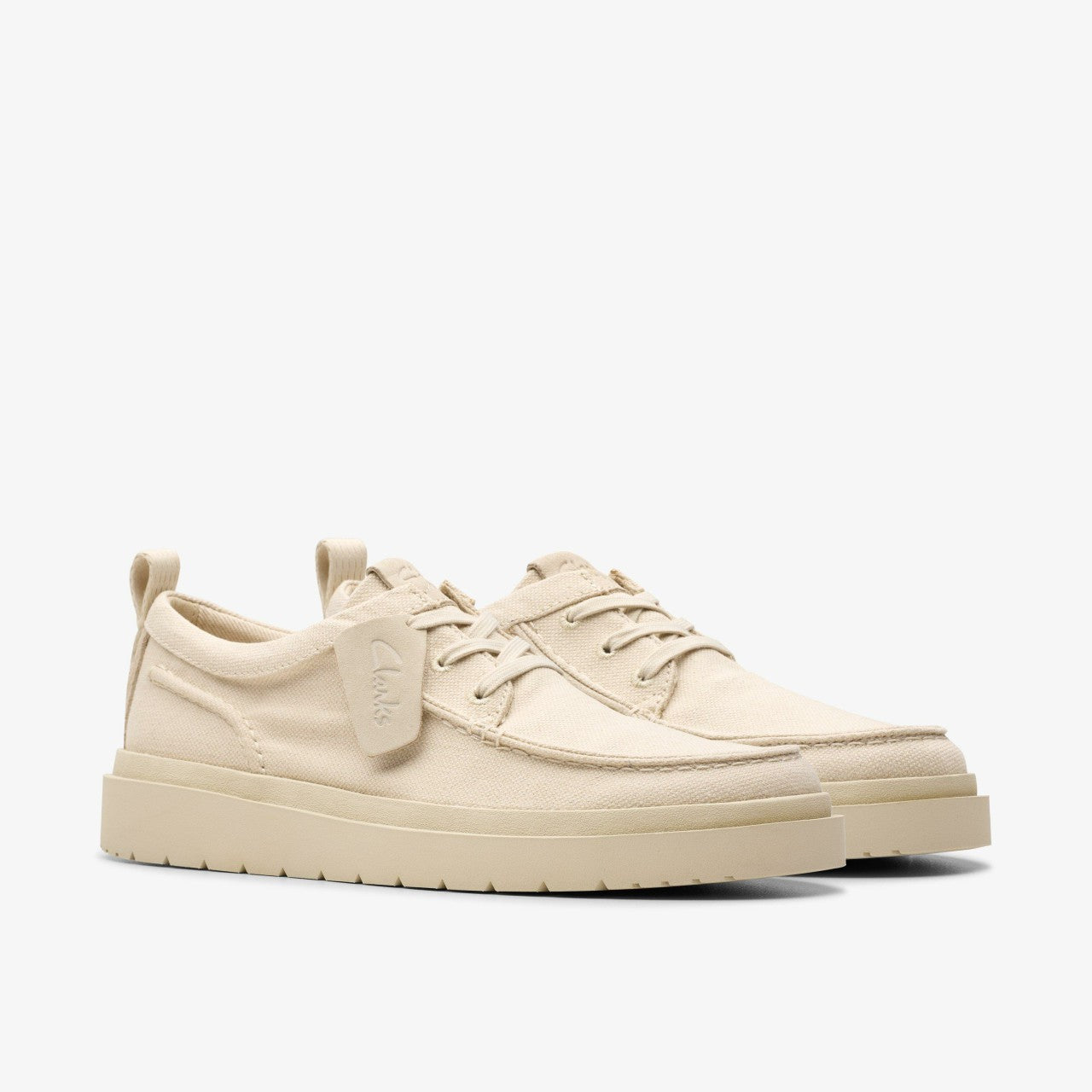 Polden Moc Off White Canvas Clarks Men