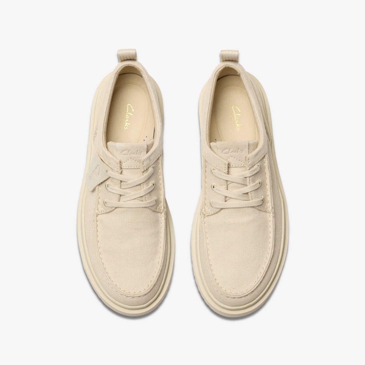 Polden Moc Off White Canvas Clarks Men
