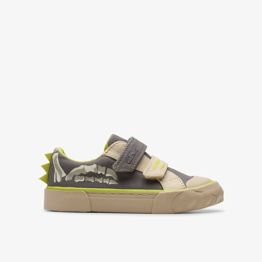 Foxing Stomp Toddler Grey Canvas Clarks Kids