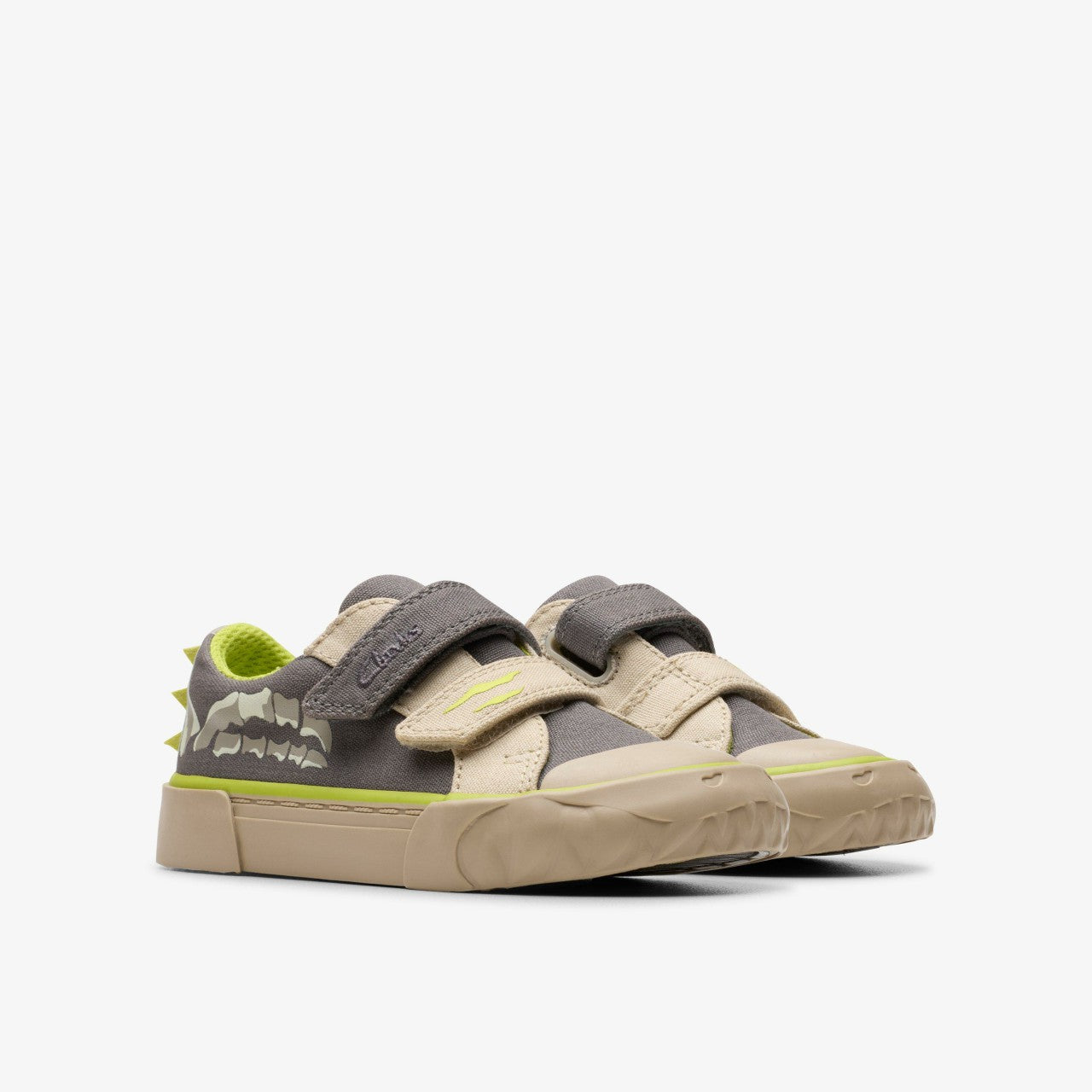 Foxing Stomp Toddler Grey Canvas Clarks Kids