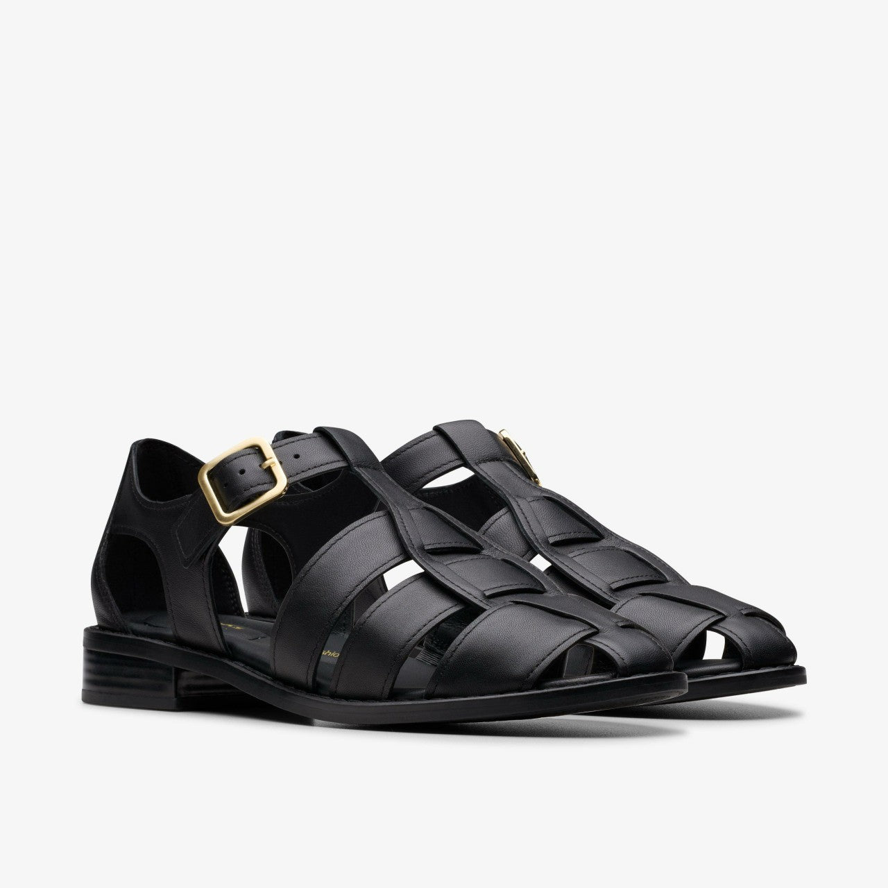 Hana Sun Black Leather Clarks Women
