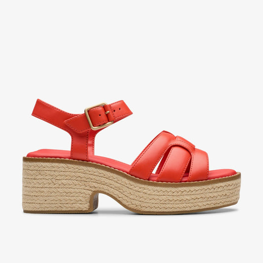 Coledale Strap Bright Red Leather Clarks Women
