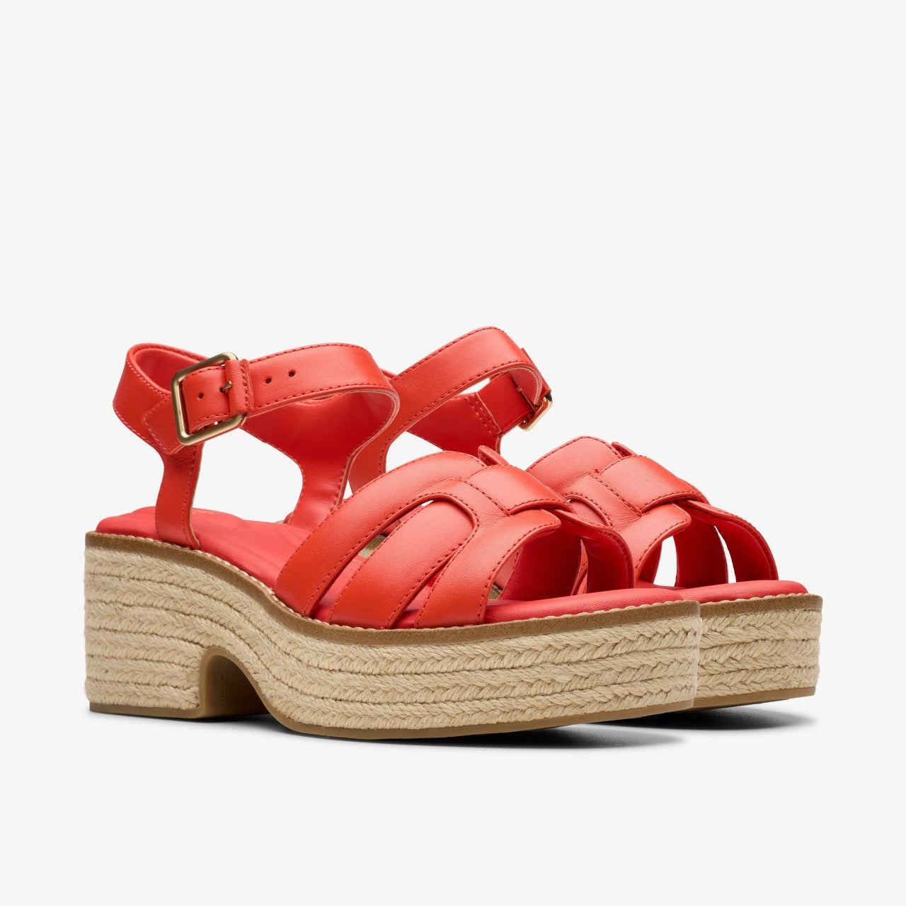 Coledale Strap Bright Red Leather Clarks Women
