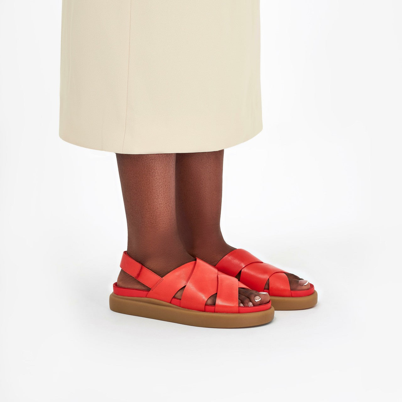 Aristella Sun Bright Red Leather Clarks Women