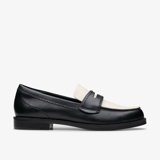 Straven Edge Black Combination Leather Clarks Women