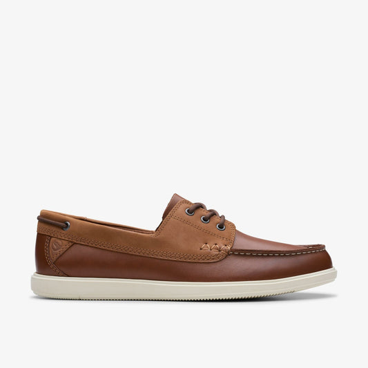 Bratton Boat Dark Tan Leather Clarks Men
